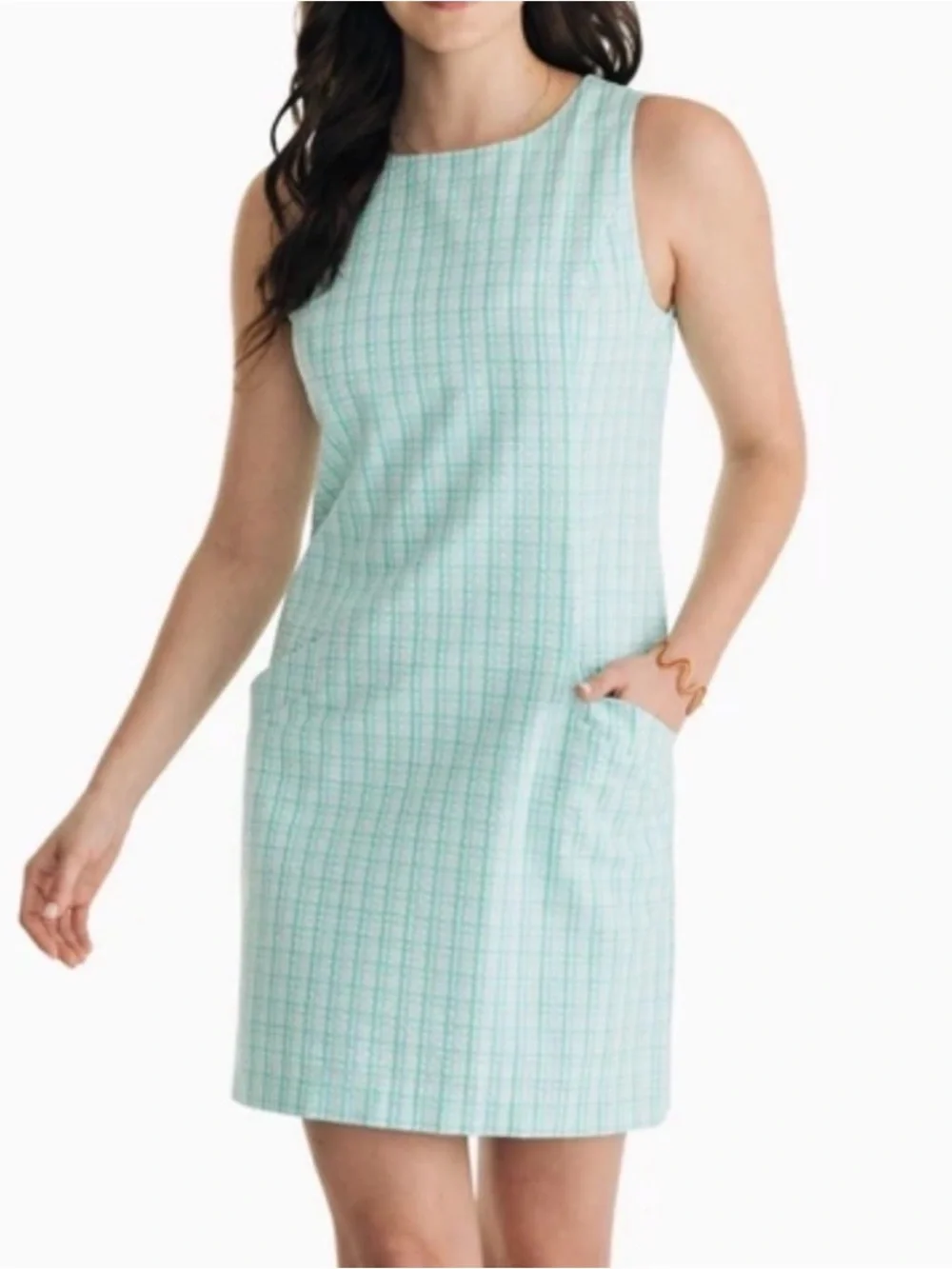 Southern Tide Bermuda Teal Paislee Gingham Seersucker Dress size 8